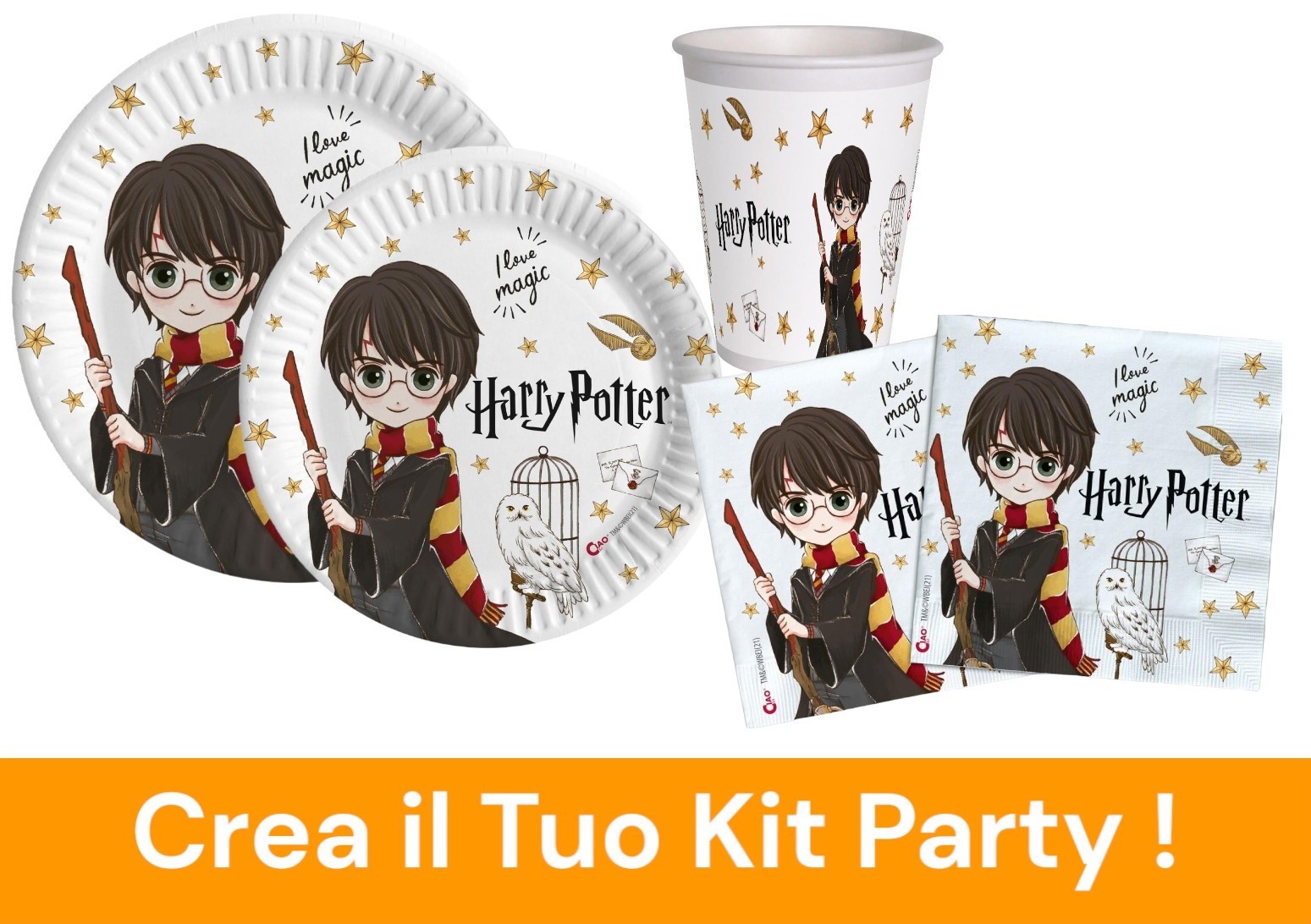 IDF Coordinato tema Harry Potter 8 ospiti ( 41pz ) kit festa tavola  compleanno