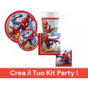 Kit Party Tavola Marvel Spiderman per 16 Persone (16-Piatti 16-Bicchieri 20-Tovaglioli, 1-Tovaglia) per feste Bambino
