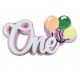 Scritta Polistirolo One Rosa con Palloncini Decorazione primo compleanno Bambina 40x22 cm