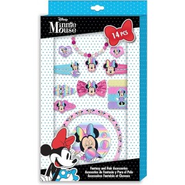Set accessori per capelli 14pz Minnie Disney Cerchietto  fermaglio  bracciale Anello Idea Regalo