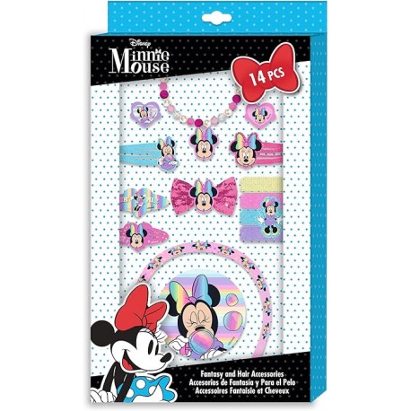 Set accessori per capelli 14pz Minnie Disney Cerchietto  fermaglio  bracciale Anello Idea Regalo