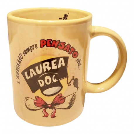 TAZZA LAUREA MUG 8x10 cm scritta interne ed esterna Laurea Doc