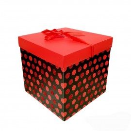 Scatola Porta regali e panettone in cartoncino a Pois Rosso decorazioni natalizie -Large