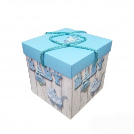  Scatola Porta regali Nascita Battesimo in cartoncino a Baby Azzurro Large