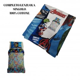 COMPLETO LENZUOLA AVENGERS MARVEL SOTTOLENZUOLA LENZUOLA FEDERA LETTO SINGOLO IDEA REGALO BAMBINO