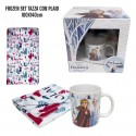 Tazza in Ceramica Frozen Disney + Coperta Plaid Invernale 100x140cm in confezione Regalo Bambina