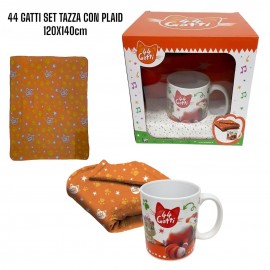 Tazza in Ceramica 44 Gatti Disney + Coperta Plaid Invernale 120x140cm in confezione Regalo Bambina