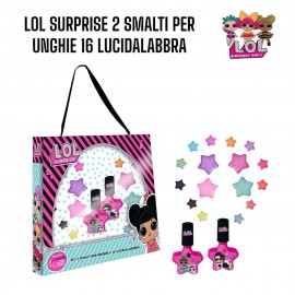 Set Cosmetica Lol Surprise - 2 Smalti Per Unghie + 16 Lucidalabbra Valigetta Regalo Bambina