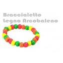 BRACCIALE PALLINE LEGNO FLUO COLOR REGALINI FESTA GADGET COMPLEANNO PARTY BAMBINI