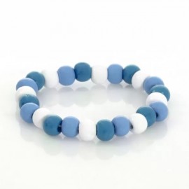 BRACCIALE PALLINE LEGNO BIANCO AZZURRO REGALINI FESTA GADGET COMPLEANNO PARTY BAMBINI