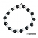 BRACCIALE PALLINE LEGNO BIANCO NERO REGALINI FESTA GADGET COMPLEANNO PARTY BAMBINI