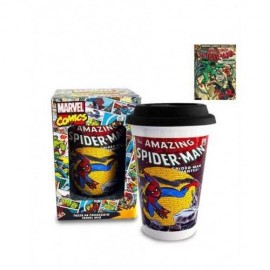 Tazza Marvel Comics Spiderman  con tappo in silicone capacità 300ml Facile da Trasportare