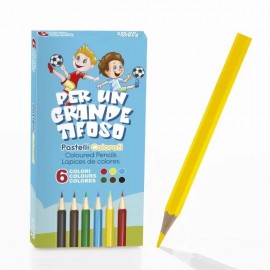 BOX 6 PASTELLI GRANDE TIFOSO 5X10 REGALINI FESTA GADGET COMPLEANNO PARTY SCUOLA BAMBINI