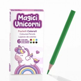 BOX 6 PASTELLI MAGICI UNICORNI 5X10 REGALINI FESTA GADGET COMPLEANNO PARTY BOMBONIERA SCUOLA BAMBINI