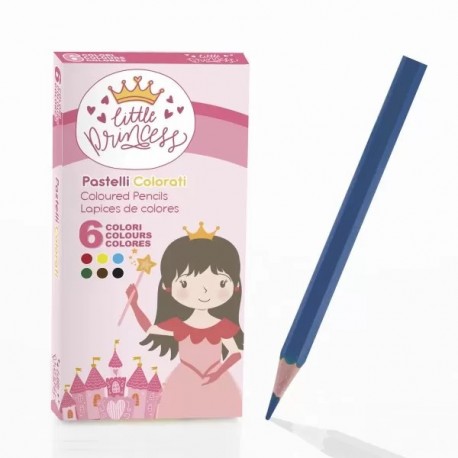 BOX 6 PASTELLI LITTLE PRINCESS 5X10 REGALINI FESTA GADGET COMPLEANNO PARTY BOMBONIERA BAMBINI