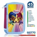 ASTUCCIO SCUOLA Shimmer And Shine DISNEY 3 ZIP/CERNIERE PORTA COLORI BAMBINA