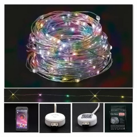 FILO RAME RGB 100 LED 10 MT Con App Remote + Musica per la decorazione della casa di natale