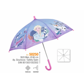 Ombrello Frozen Disney con Apertura di Sicurezza Manuale Telaio in Fibra di Vetro Antivento 38cm