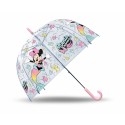 Ombrello Manuale Cupola 46cm Trasparente Minnie Disney  Antivento con Apertura di Sicurezza
