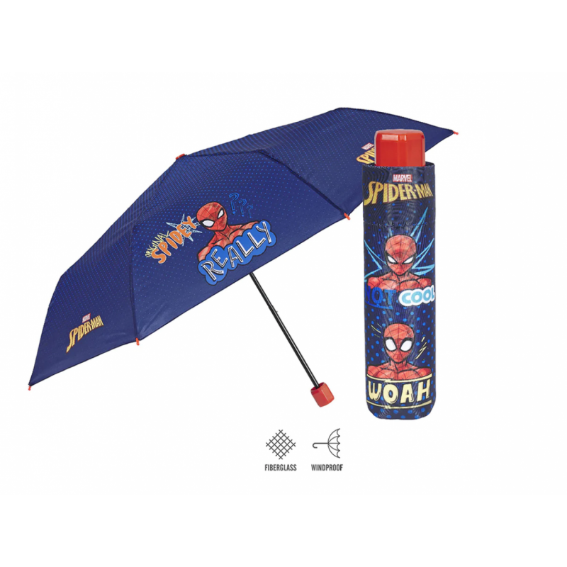 ombrello-pieghevole-bambino-spiderman-marvel-antivento -con-struttura-rinforzata