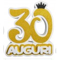 Numeri Compleanno-Anniversario Sagomati Polistirolo Auguri 30 con Coroncina33x33x6 cm Centro tavola Decorazione