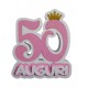 Numeri Compleanno-Anniversario Sagomati Polistirolo Auguri 50 con Coroncina33x33x6 cm Centro tavola Decorazione