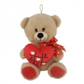  Peluche Pupazzo Soffice Orsetto marrone cuore tris 22 cm idea regalo San Valentino