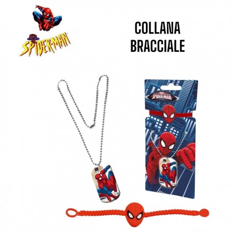 Collana con Bracciale e pendolo Spiderman Marvel Super Eroi Idea Regalo Bambino