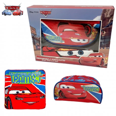 Pochette Portatutto con Asciugamano Disney Cars Setta Mc Queen idea regalo Scuola e viaggio Bambino