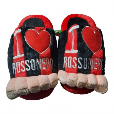 Pantofole Sagomate Piedone I Love Rosso Nero Uomo Ciabatte Uomo Invernale da Casa Antiscivolo con Suole Morbide Comode