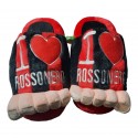 Pantofola Pelouche Sagomate Piedone I Love Rosso Nero Uomo  Ciabatte Uomo Invernale da Casa Antiscivolo con Suole Morbide Comode