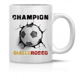 Tazza Champion Giallo Rossi con Pallone in ceramica Idea Regalo