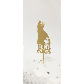 Cake Topper per Matriomonio in plexiglass specchiato - Silhouette Sposi Decorazione Torta