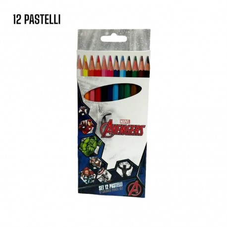 Pastelli Colorati Avengers Marvel scatola da 12 pezzi. ideale come regalino fine festa compleanno