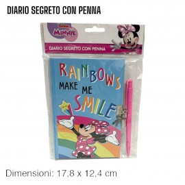 Diario segreto Disney Minnie Mouse con lucchetto e penna idea Regalo Bambina 18x13cm