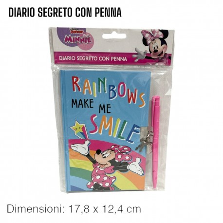 Diario segreto Disney Minnie Mouse con lucchetto e penna idea Regalo Bambina 18x13cm