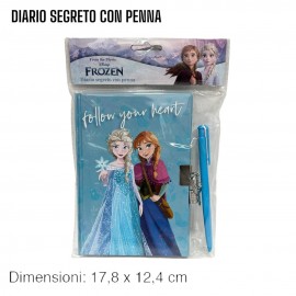 Diario segreto Disney Frozen Mouse con lucchetto e penna idea Regalo Bambina 18x13cm Anna Elsa