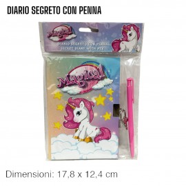 Diario segreto Disney Unicorno con lucchetto e penna idea Regalo Bambina 18x13cm