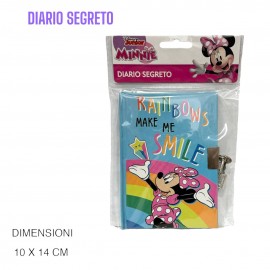 Diario segreto Minnie Disney con lucchetto idea Regalo Fine Festa Bambina 10x14cm