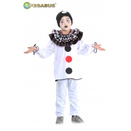 Vestito Carnevale Pierrot Bambino Costume Travestimento Mascherato
