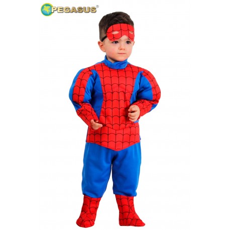 VESTITO CARNEVALE PICCOLO SPIDERMAN CON MUSCOLI COSTUME TRAVESTIMENTO BAMBINO