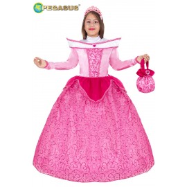 Vestito Carnevale da Principessa Aurora Bambina Costume Travestimento Mascherato