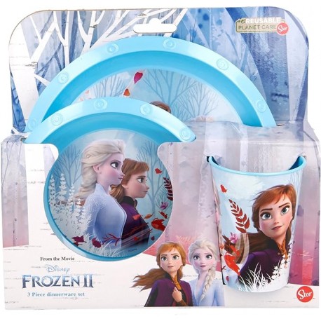 Set pranzo per bambina di Frozen Disney Accessori per la tavola Piatto Piano, Piatto Fondo e Bicchiere