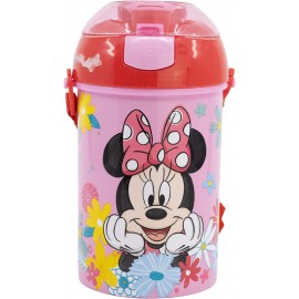 Borraccia Pop-Up Minnie Disney in Plastica con Tracolla scuola e tempo libero Bambina