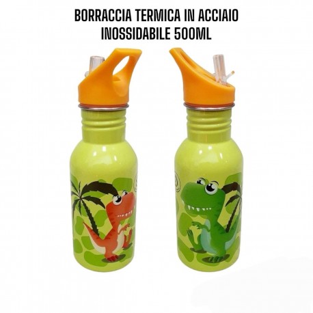 Borraccia-Bottiglia d'Acqua in Acciaio - Capacità 500 ml - Design Tartaruga