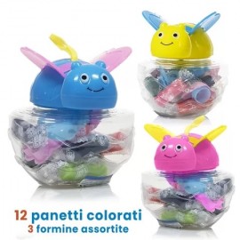 Barattolo di Plastilina Civetta da 150 gr  con 15 pz assortiti di colore +4 formine