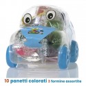 Barattolo di Plastilina Civetta da 150 gr  con 15 pz assortiti di colore +4 formine