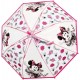 Ombrello Automatico 46cm Trasparente Minnie Disney Antivento con Apertura di Sicurezza Bambina