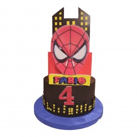 TORTA  SCENOGRAFICHE  IN POLISTIROLO MARVEL SPIDERMAN CITY PERSONALIZZATA CON NOME E NUMERO IDEA REGALO COMPLEANNO FESTA