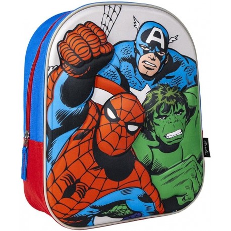 Zaino Scuola Asilo 3D Avengers Marvel - Capitan America, Hulk, Spiderman